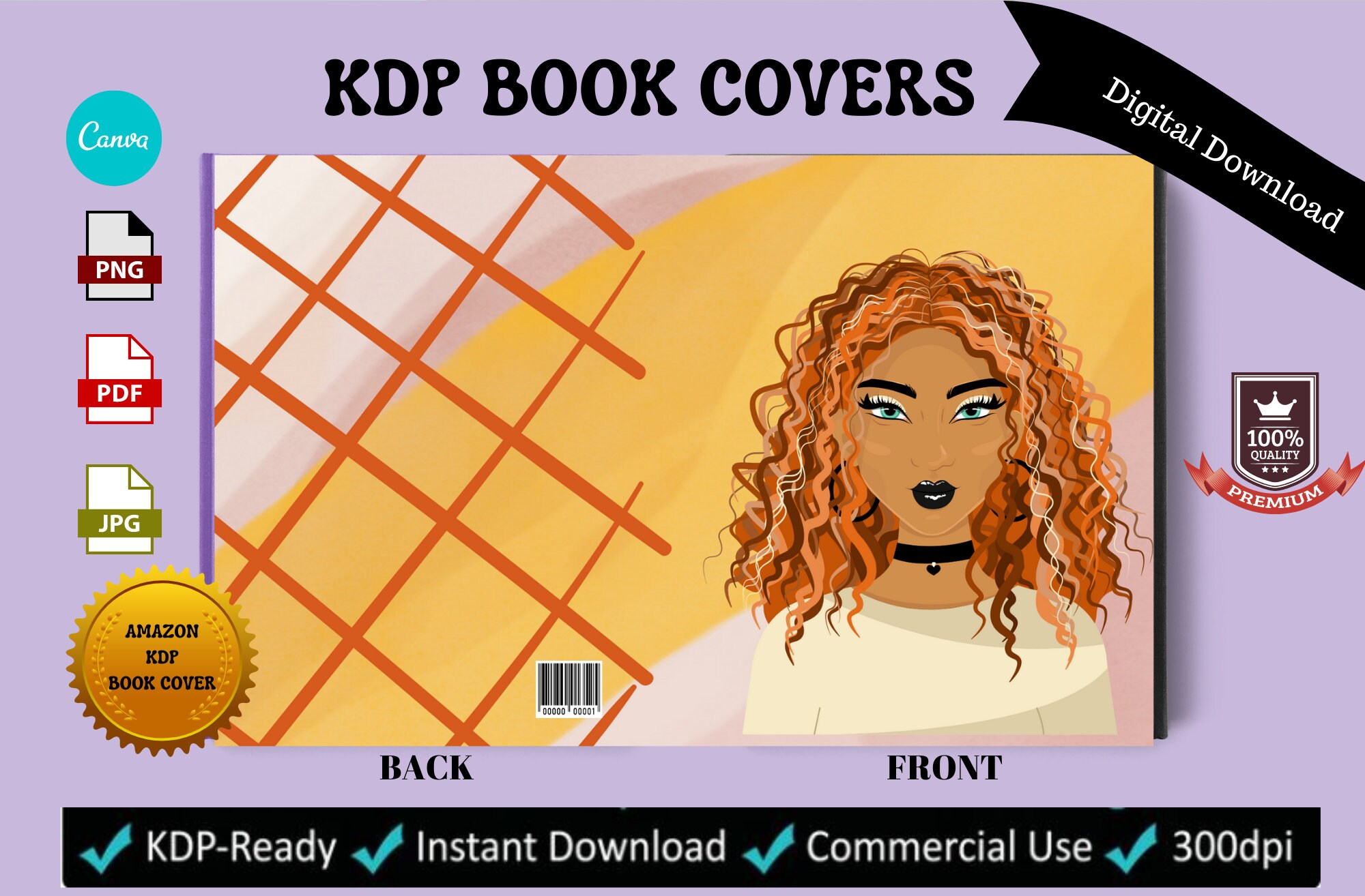 KDP Book Cover Template 6 X 9 Cover Amazon Book Cover Etsy