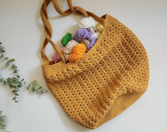 Crochet Yarn Bag Pattern, Crochet Boho Shopping Bag Patterns, Tote Bag Crochet PDF