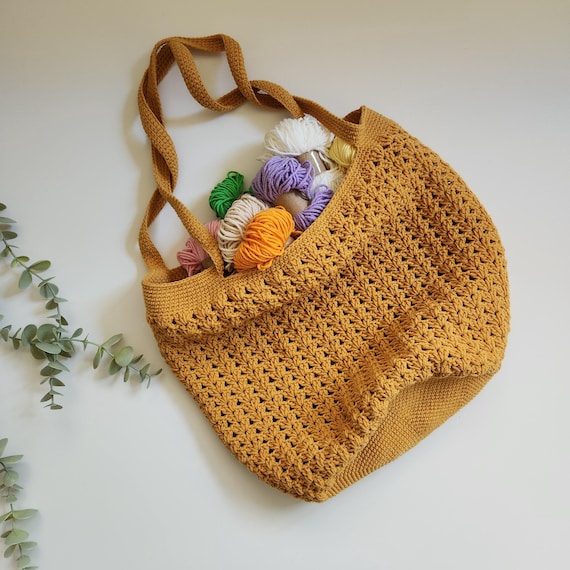 Crochet Yarn Bag Pattern, Crochet Boho Shopping Bag Patterns, Tote Bag Crochet PDF