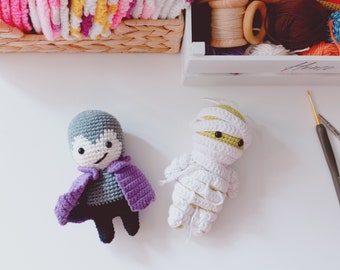 No.1327 ハンドメイドあみぐるみ　フラットモチーフ　ハロウィン　Cセット かぎ針編み ジャックとサリー/ハロウィンあみぐるみ/ジャック