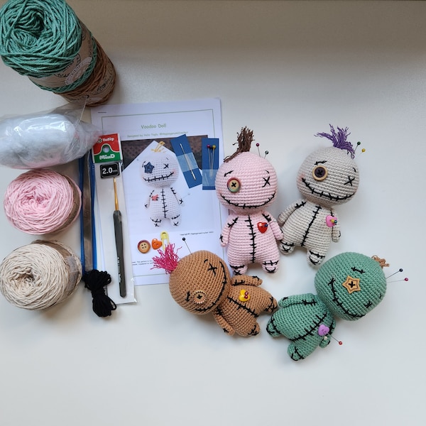 Voodoo Doll Crochet Kit, Gothic Amigurumi Craft Kit for Adults