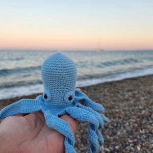 Patron au crochet pieuvre bleue, PDF amigurumi créature marine, tutoriel peluche, animal océan au crochet