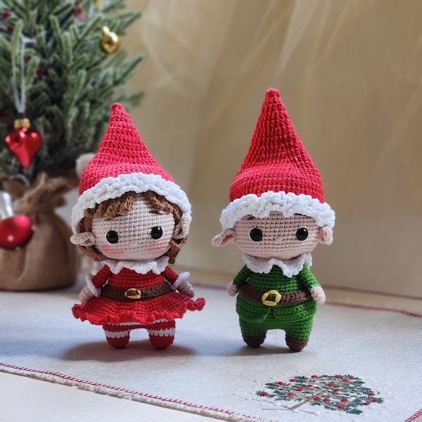 Patrón De Ganchillo Navidad, Patrón De Ganchillo Duendes De Navidad, Duende Amigurumi De Ganchillo