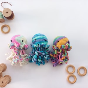 Modèle de méduse au crochet, motif Amigurumi de méduses colorées, PDF anglais facile à crocheter, motif de méduse couleur amigurumi