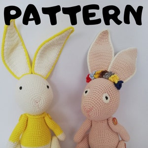 PDF Englisch Amigurumi Frühling OSTERHÄSCHEN ANLEITUNG, Häkeln Eva und Vega die Häschen, Amigurumi Baby Häschen pdf Stofftier Spielzeug