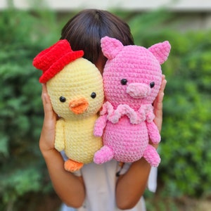 Crochet Chicken and Pig Pattern: No Sew Plushy Toys (PDF Pattern)
