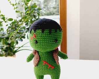 Frankenstein Crochet Pattern, Halloween Amigurumi Tutorial (PDF)