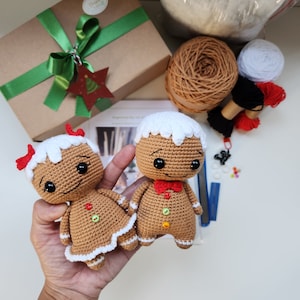 Crochet Kit, Gingerbread Crochet Kit, Amigurumi Kit, Gingerbread Boy and Girl, Gift for Crocheter