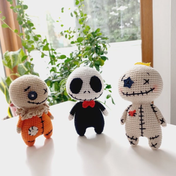 Crochet Halloween Amigurumi Pattern, Skeleton, Voodoo Doll (PDF Pattern)