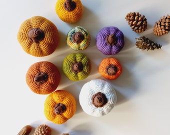 Patrón de calabaza de ganchillo: Decoración de cosecha, 5 tamaños (patrón en PDF)