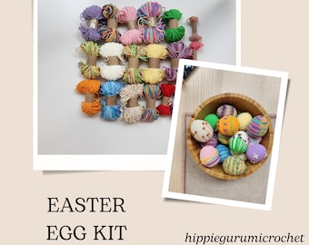 Egg Crochet Kit, Crochet Easter decorations, Simple Beginner Crochet Gift Pattern Kit, Easter Spring Decor, Easter Home Decor Kit
