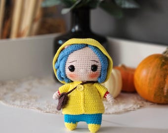 Crochet Coraline Doll, Handmade Stuffed Plush Toy