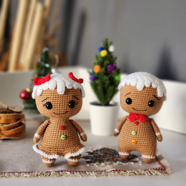 Modèle de pain d'épice au crochet, motif de Noël au crochet, motif de pain d'épice au crochet, garçon et fille en pain d'épice