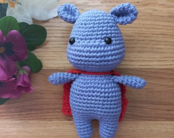 Superhero Hippo Crochet Pattern: Easy Amigurumi Animal (PDF)