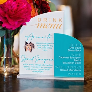 Custom Acrylic Arched Wedding Drink Menu Bar Sign