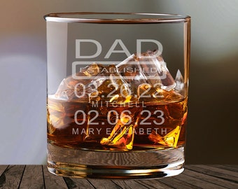 Personalized Whiskey Glass Gift for Him - Fathers Day Gift from Wife - For Dad from Kids -Birthday  - Over 10oz