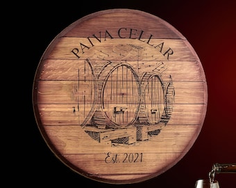 Custom Handmade Wine Barrel Lid - Reclaimed Wine Barrel Head- Engraved Reclaimed Wood Sign- Guestbook Wall Art - Housewarming Gift