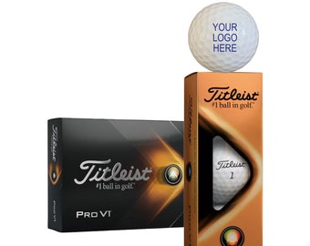 Business Logo Custom Golf Balls One Dozen Titleist Pro V1 -  Sponsored Golf Event Gift  - Company Promo Giveaway - Free FedEx 2 Day Delivery