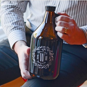 Home Brew Personalized Growler - Craft beer - Brewery - growler -beer growler - custom glass growler - groomsmen growlers