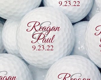 Personalized Wedding Golf Ball Favors - Valentines Day Gift - Custom Golf Balls for Groom and Bride - Color Printed Golf Balls in Bulk