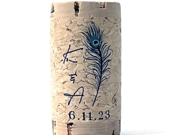 Wedding Wine Cork Place Card Holder: Color Printed, New Corks