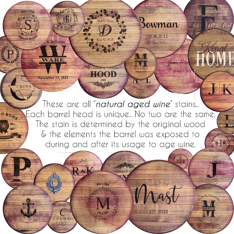 Custom Guest Book Personalized Wine Barrel Head Wedding Guest Book Alternative Bride and Groom Gift Split Letter Monogram Design image 6