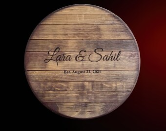Personalized Wine Barrel Head Guest Book Alternative - Napa Valley Wood