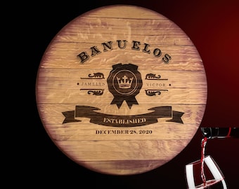 Personalized Bourbon Barrel Head Guest Book Alternative: Rustic Wedding Decor