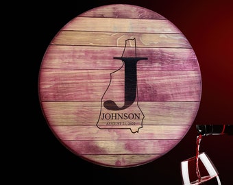 Personalized Reclaimed Wine Barrel Head: Rustic Wedding Guest Book Alternative