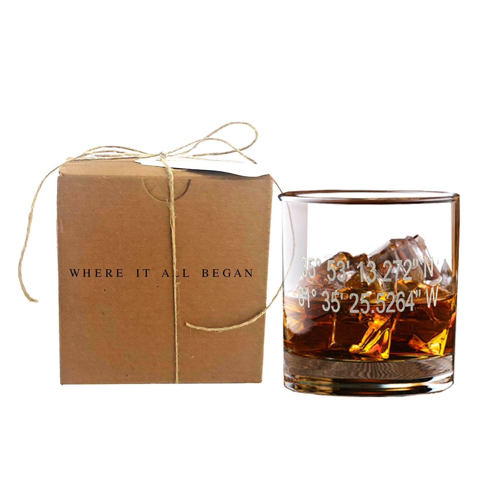 Where It All Began Engraved Whiskey Glass - Valentines Gift for Him -  Love Gifts - Gifts for Groom - Gifts for Fiance