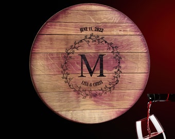Personalized Wine Barrel Head Wedding Guest Book: Reclaimed Napa Decor