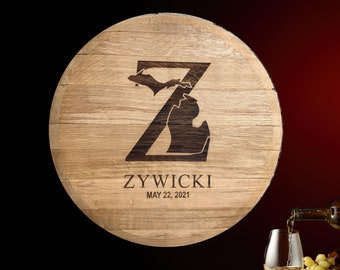 Personalized Reclaimed Wine Barrel Head: Rustic Wedding Guest Book Alternative