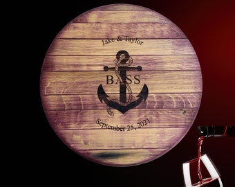Nautical Wedding Guest Book: Personalized Wine Barrel Sign