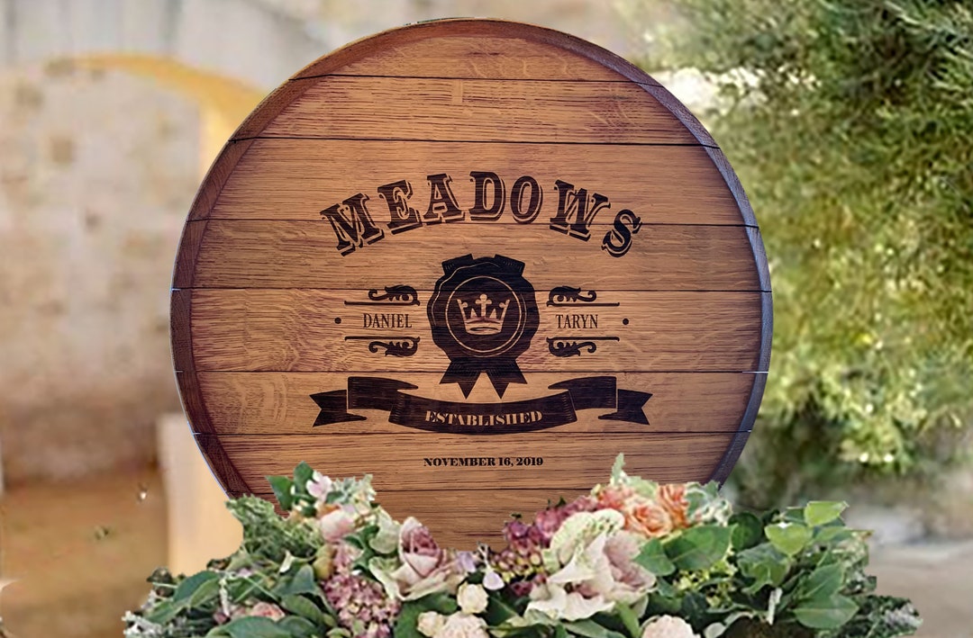 Engraved Wine Barrel Head Napa Valley Reclaimed Wine Barrel Head Rustic