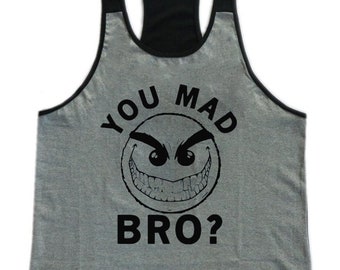 You Mad Bro Mens Workout Gym Stringer Tank Top