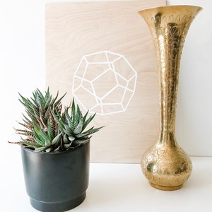 Large Vintage Etched Brass Vase, Tall Vase, Brass Vase, Mid Century, Boho