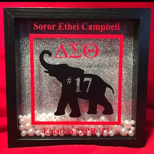 The **ORIGINAL** Personalized Elephant Shadow Box - Delta Sigma Theta Inspired