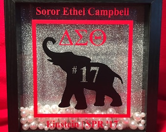 The **ORIGINAL** Personalized Elephant Shadow Box - Delta Sigma Theta Inspired