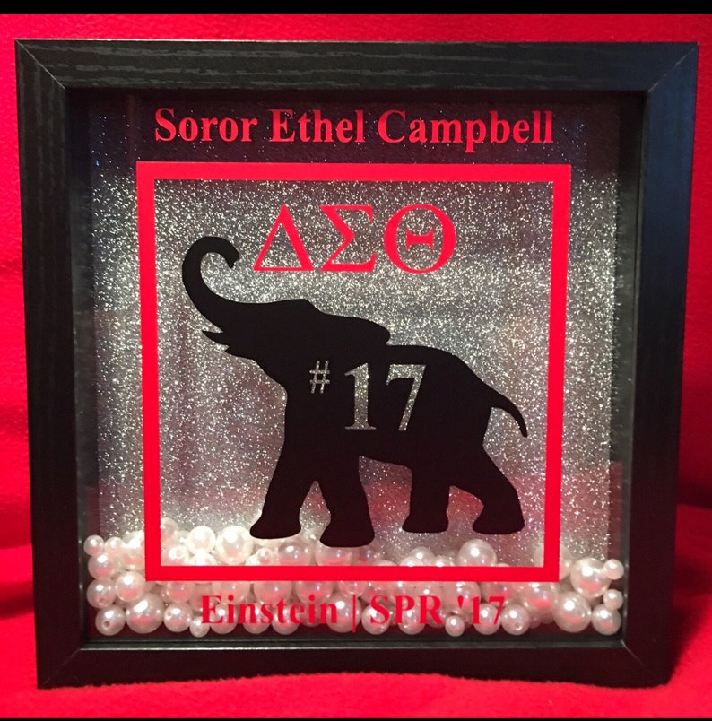 The ORIGINAL Personalized Elephant Shadow Box Delta Sigma Theta Inspired image 1