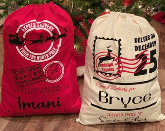 Santa Sack | Personalisierte Santa Bag | Benutzerdefinierte Santa Sack Tasche | Weihnachts-Geschenk-Tasche Santa Geschenk | Personalisierte Santa Sack Weihnachtsgeschenke