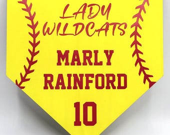 Custom Softball Home Plate Sign – Personalized Player Name & Number | Softball Team Gift | Senior Night Keepsake | Team Spirit Decor