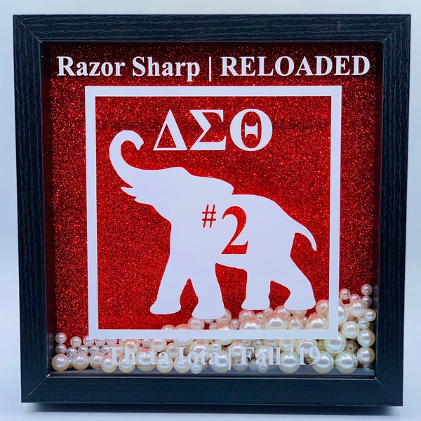 The **ORIGINAL** Personalized Elephant Shadow Box (Red) - Delta Sigma Theta Inspired