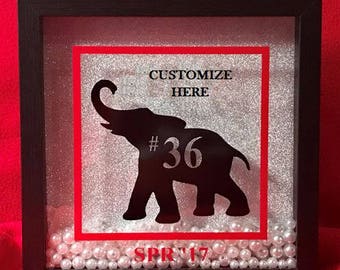 The **ORIGINAL** Personalized Elephant Shadow Box - Delta Sigma Theta Inspired