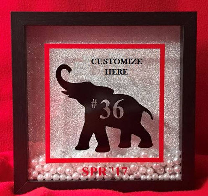 The ORIGINAL Personalized Elephant Shadow Box Delta Sigma Theta Inspired image 2