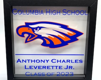 High School Graduation Gift | Personalized Shadow Box with Name, School & Class | Senior Graduation Keepsake