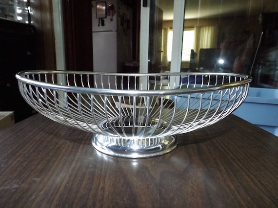 Metal Wire Basket Silver Basket Metal Baskets Wire Bread Etsy