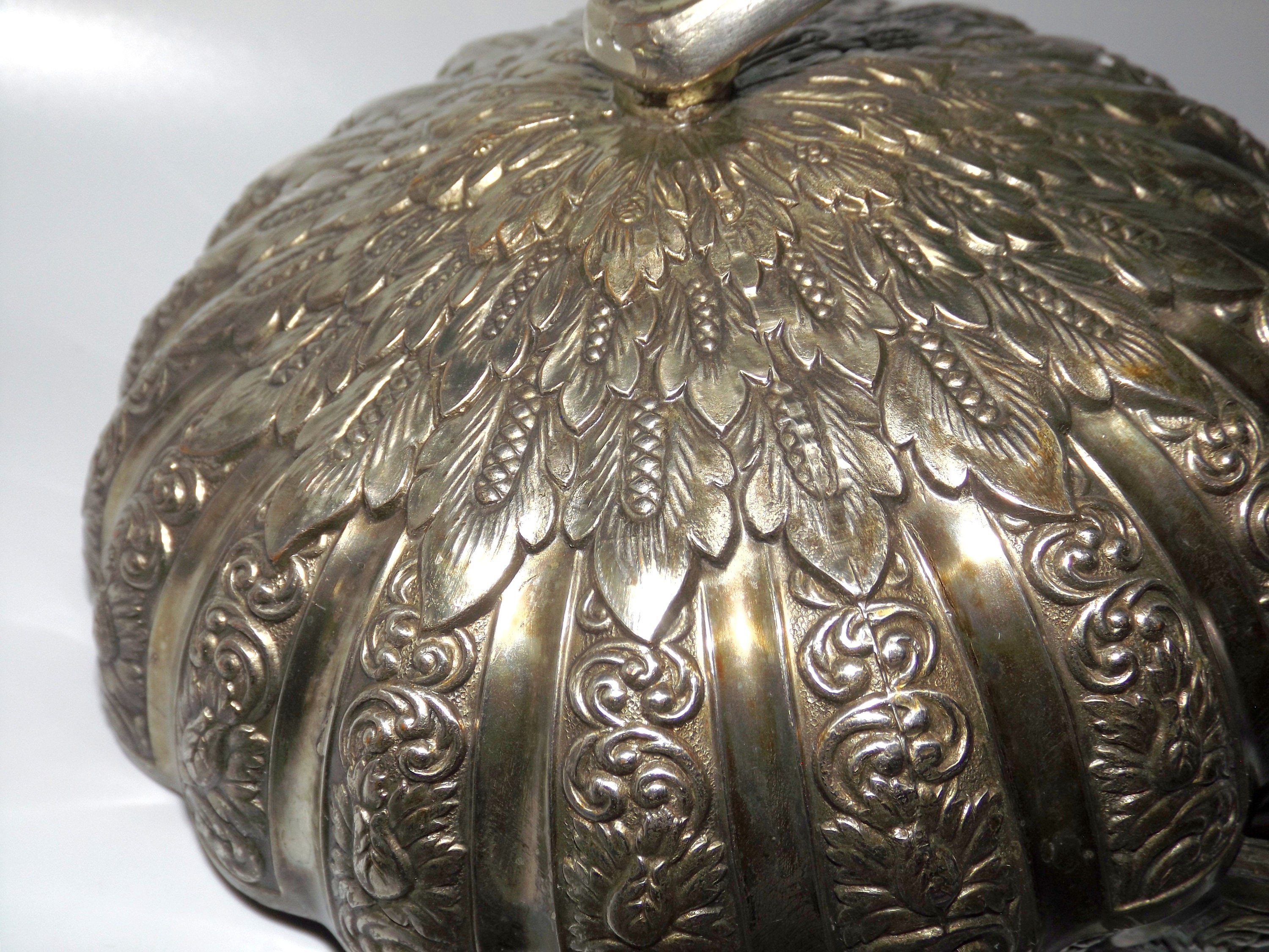 Ornate Petrified Wood Sculpture antique ornate silver pumpkin covered bowl silver pumpkin boxes japanese boxes embossed silver tea caddy snuff box jewelry casket