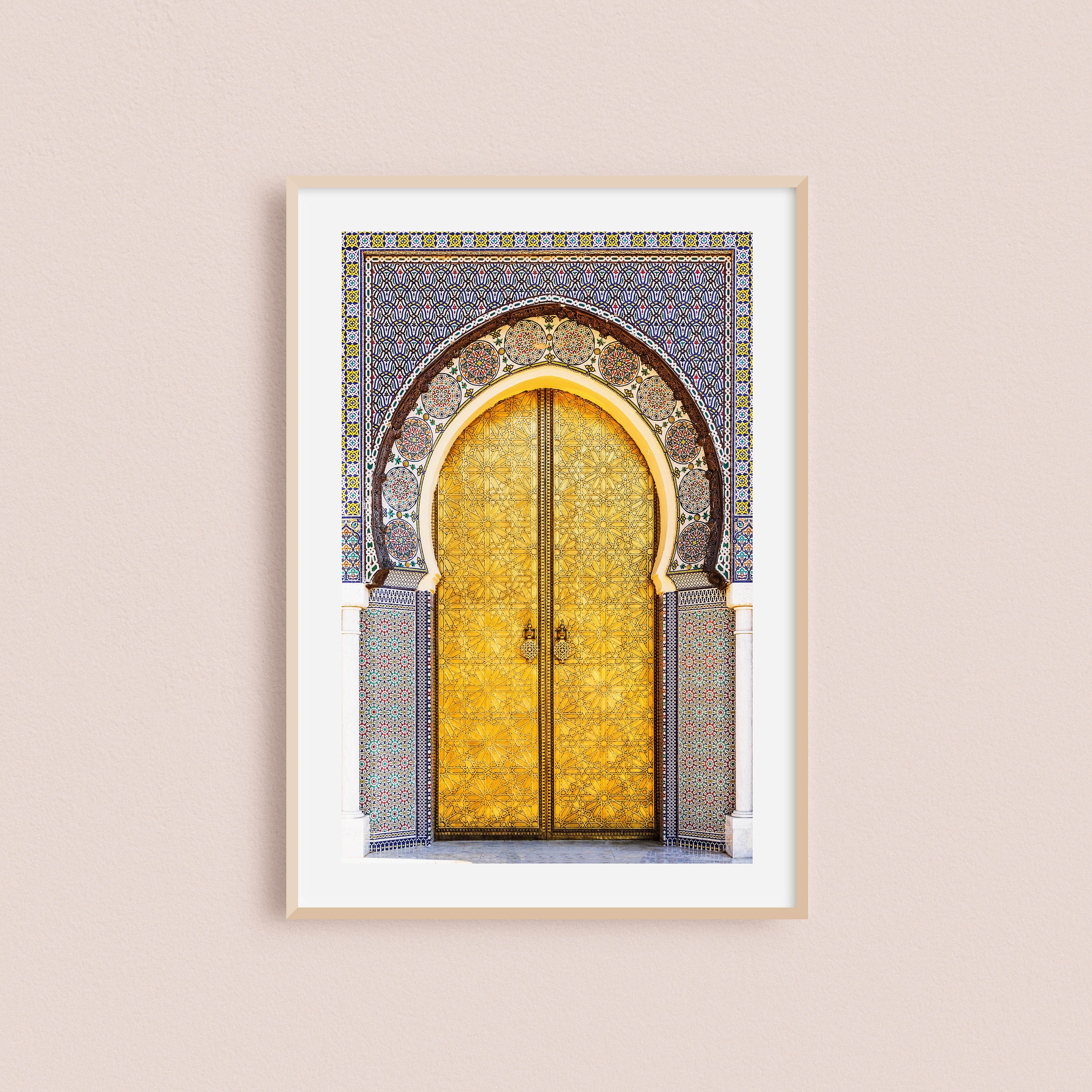 Impression Photo et Toile d'une Porte Marocaine Dorée Du Palais Royal de Fès Au Maroc
