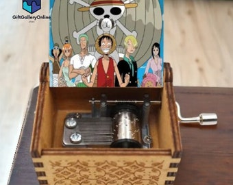 Anime One Piece Music Box Wooden Hand-cranked Music Box for Children Funny Creative Toys Music Box Gift for Children