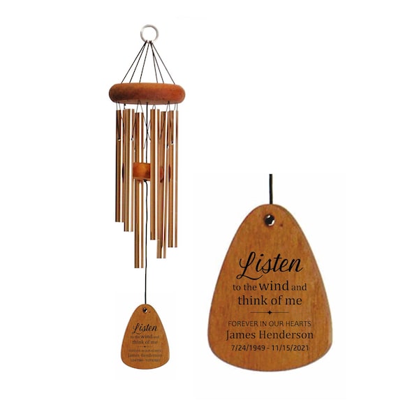 Memorial Wind Chime | Listen to the wind and think of me | Memorial Gift | Sympathy Gift | Made in USA